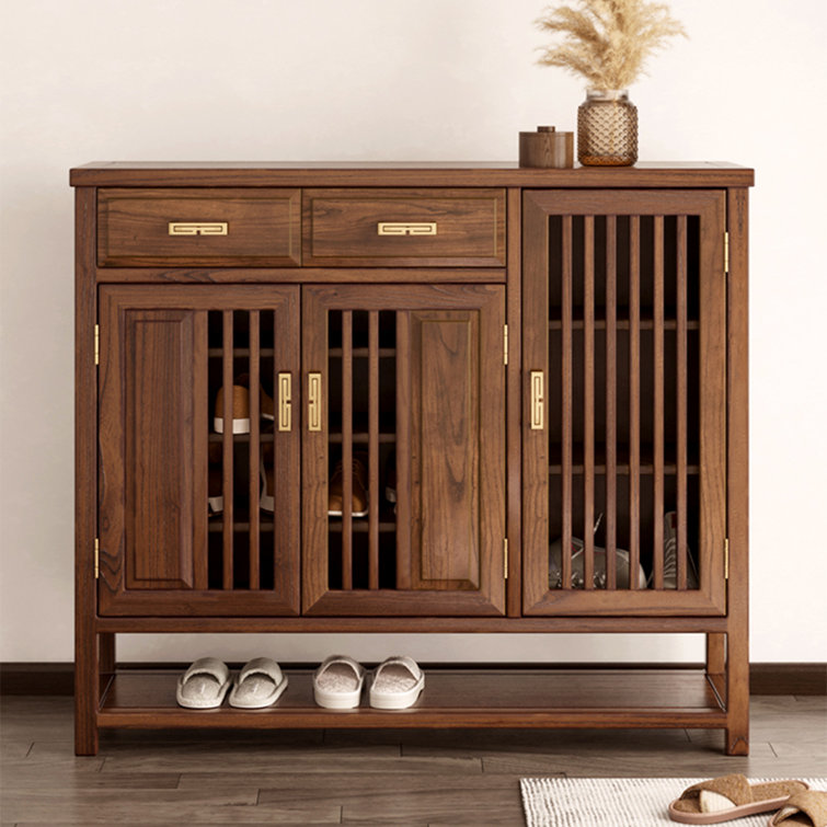 28 Pair Solid Wood Shoe Storage Cabinet